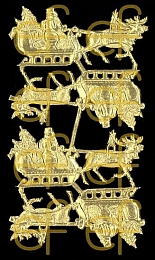 Dresdner Ornamente Weihnachtsmann mit Schlitten, 2-seitig gold (1434)